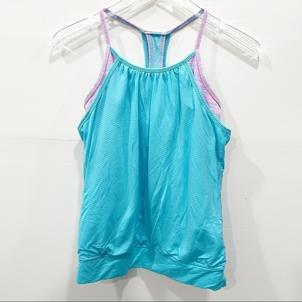 Ivivva Layered Racerback Printed Blue Tank Top Athletic 14